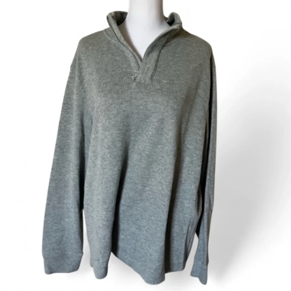 Perry Ellis Mens Gray Knit Quarter Zip Long Sleeve Sweater size Large